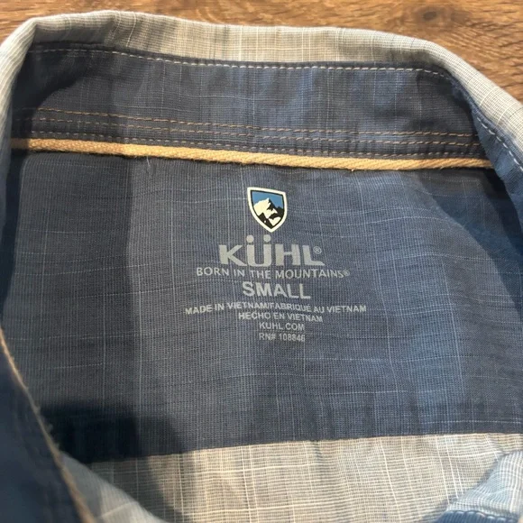 KUHL Horizon Blue Karib Stripe Short Sleeve Shirt – Small – UPF 20 - Picture 4 of 8